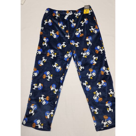 Snoopy and Woodstock playing football fleece pajama men XL NWT - Picture 4 of 8
